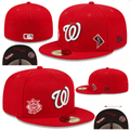 Washington Nationals MLB Fitted Hat - Red Design with Team Logo and Side Patches